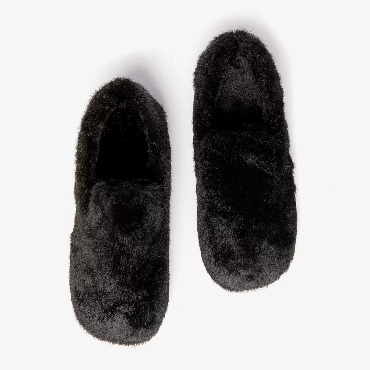 Home slippers made of artificial plush  black