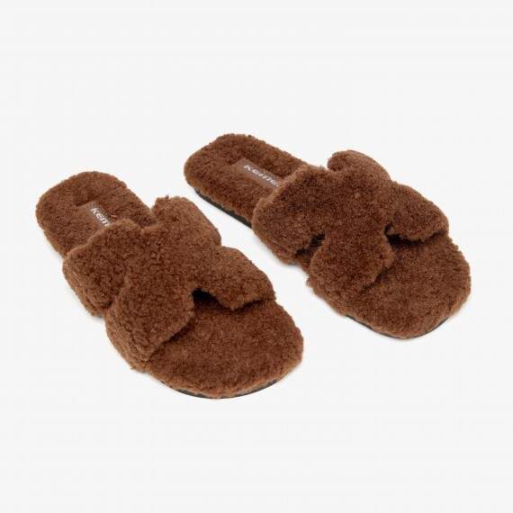 Шльопанці домашні зі штучного плюшу коричневі(01ace939-049f-11f0-ad23-00155d004616) фото 1