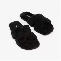 Black slippers with artificial plush(01ace931-049f-11f0-ad23-00155d004616) photo 1