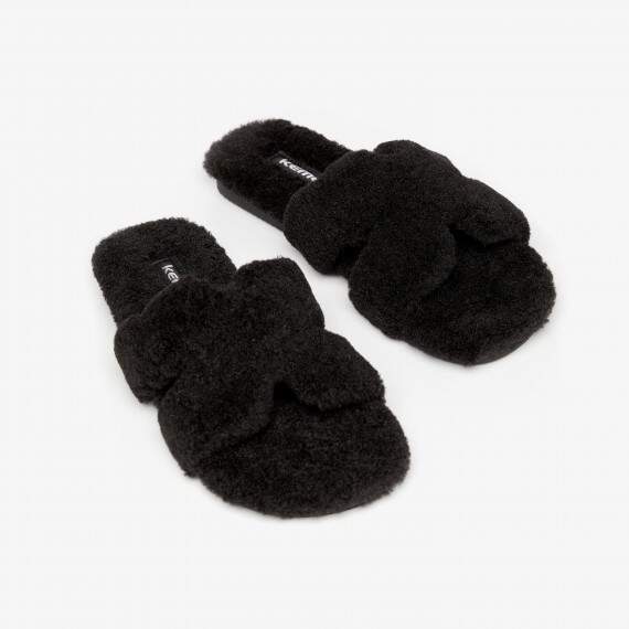Шльопанці домашні зі штучного плюшу чорні(01ace931-049f-11f0-ad23-00155d004616) фото 1