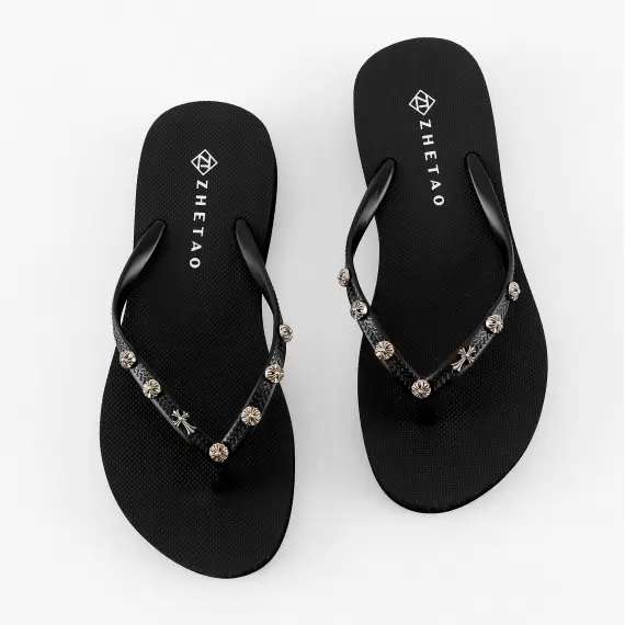 Women's Black Flip-Flops Adorned with Metal Charms(d53b5bf3-6d10-11f0-8226-00155d004616) photo 2