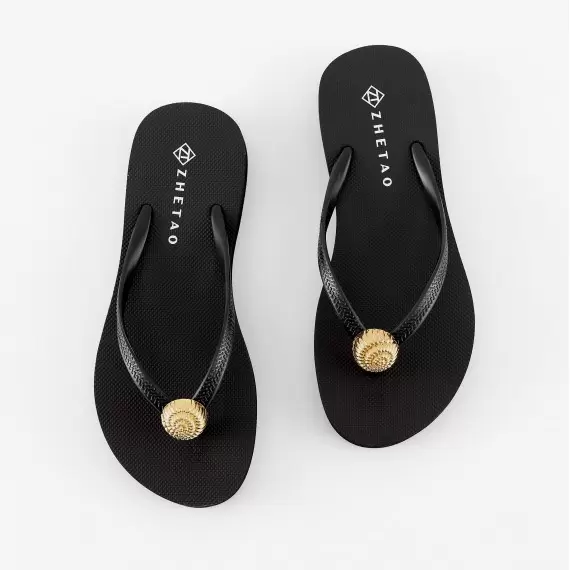 Golden Shell Black Flip-Flops(d53b5c0c-6d10-11f0-8226-00155d004616) photo 2