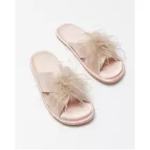 Women's light pink house slippers with feather trim(0edec295-22ad-11f1-badc-00155d004616) photo 1