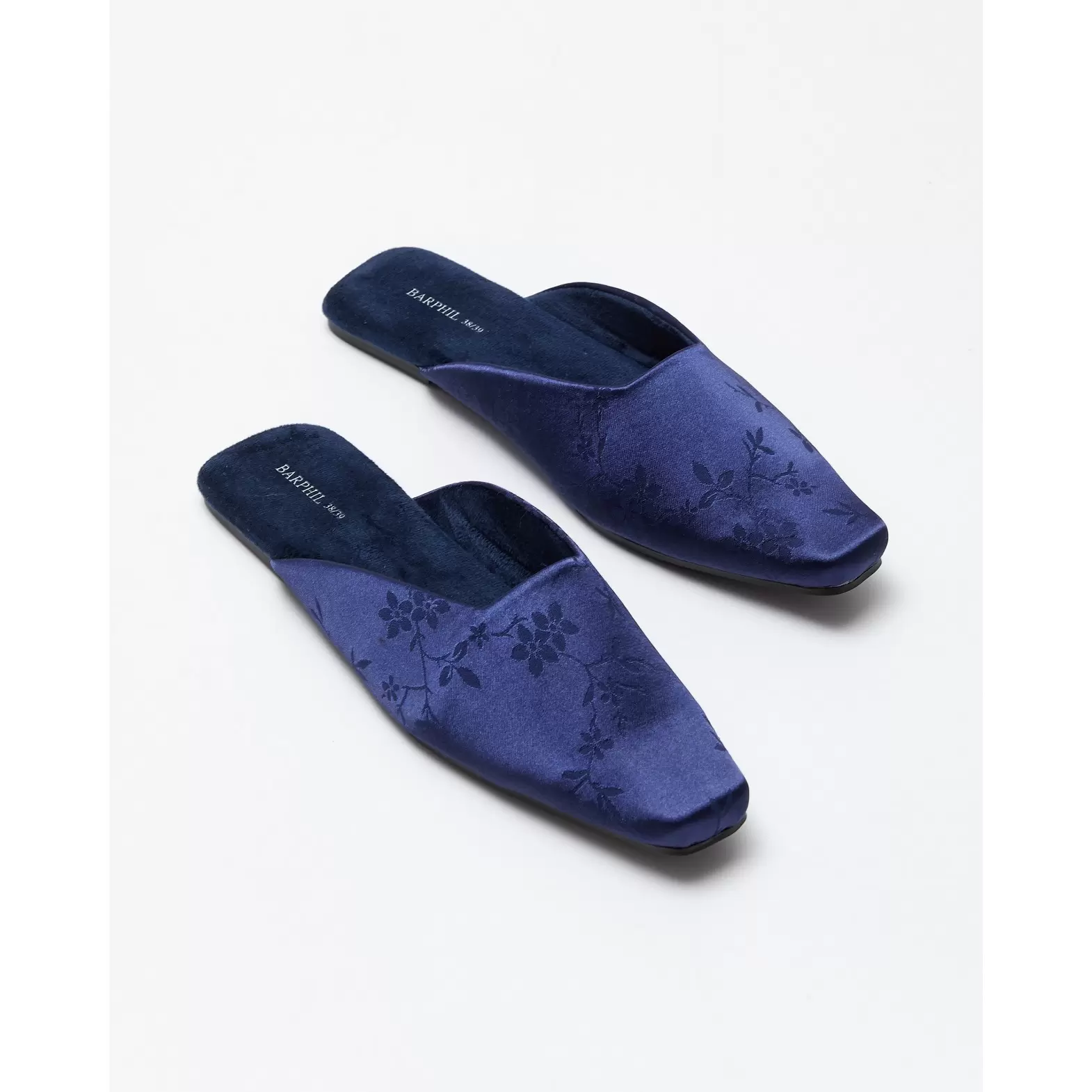 Women's dark navy floral print house slippers