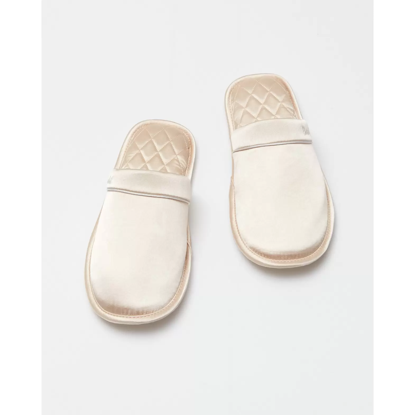 Women's satin dusty beige house slippers