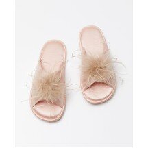 Women's light pink house slippers with feather trim(0edec295-22ad-11f1-badc-00155d004616) photo 2
