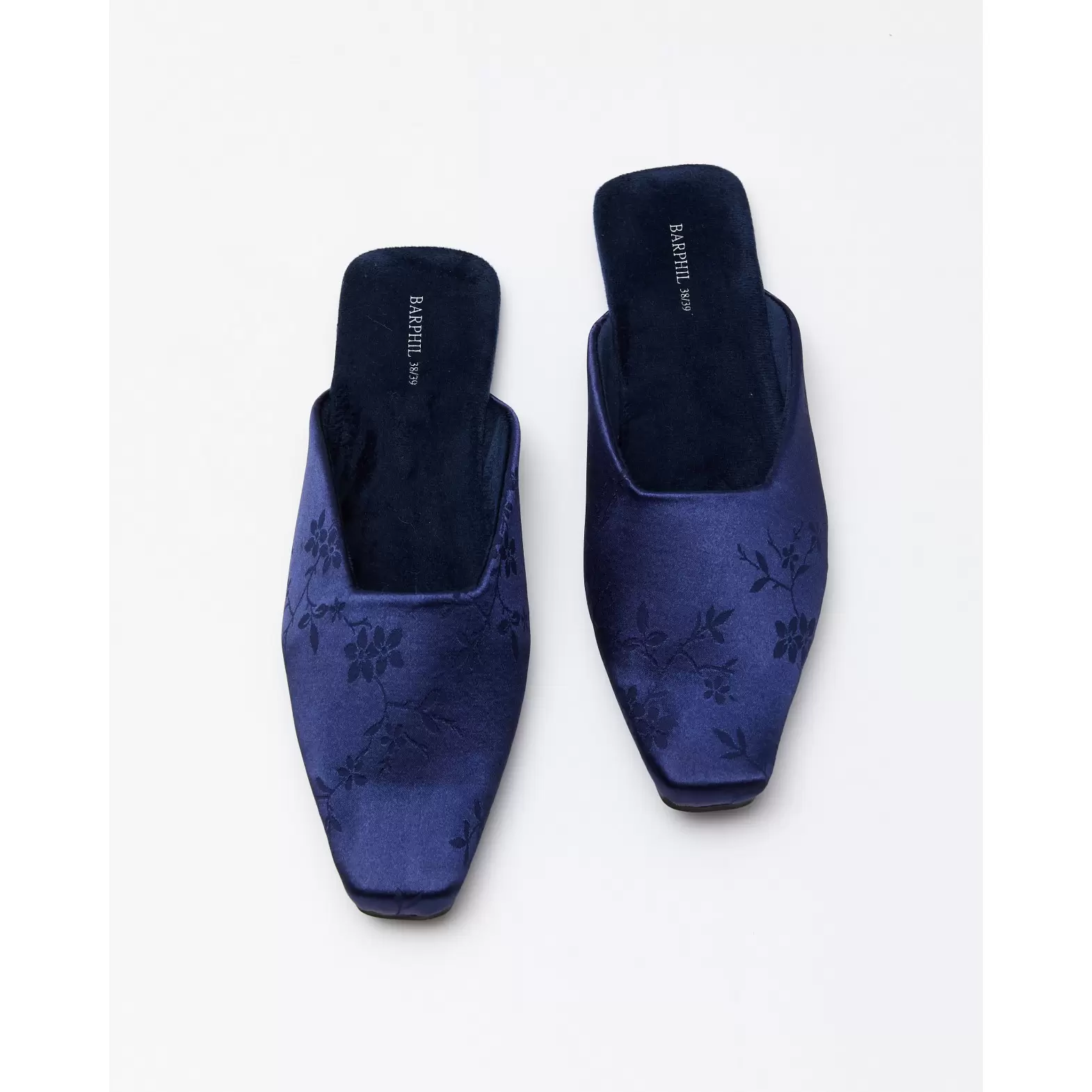 Women's dark navy floral print house slippers