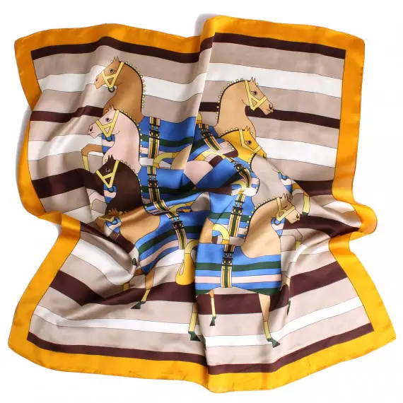 Women's textile scarf with the image of horses