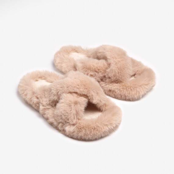 Slippers  of faux fur (beige, pink)(e4858c6e-80b2-11eb-8cda-00155d004615) photo 2