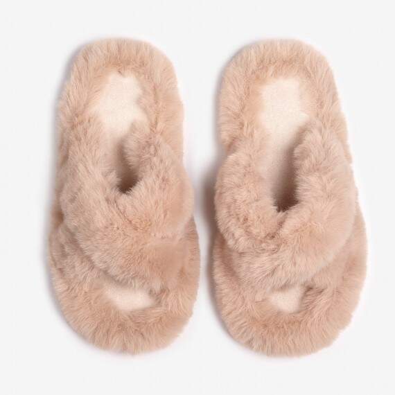 Slippers  of faux fur (beige, pink)(e4858c6e-80b2-11eb-8cda-00155d004615) photo 1