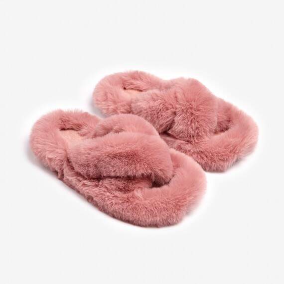 Slippers  of faux fur (beige, pink)(e4858c6e-80b2-11eb-8cda-00155d004615) photo 3