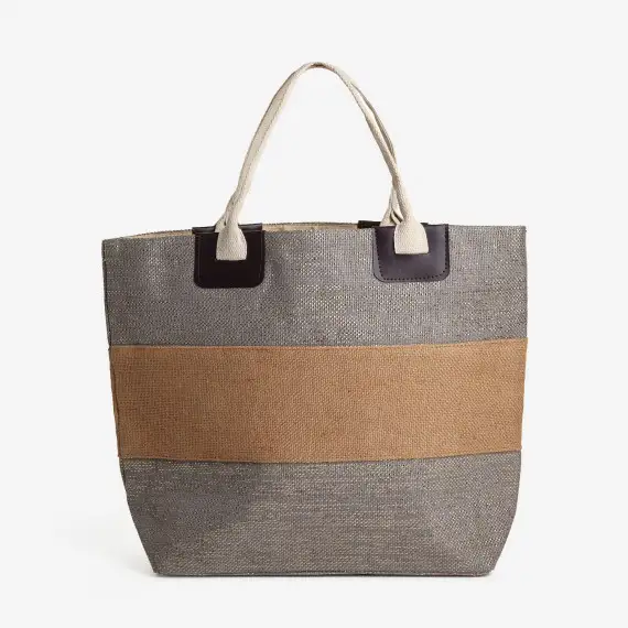 Beach bag  fabric gray / beige