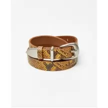 2.3 cm Brown Snake Print Leather Belt with Metal Buckle(75c145b0-9c93-11f1-80d2-000c299665e6) photo 1