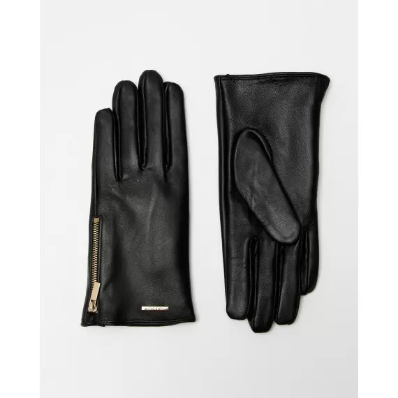 Black Gloves with Zipper Detail