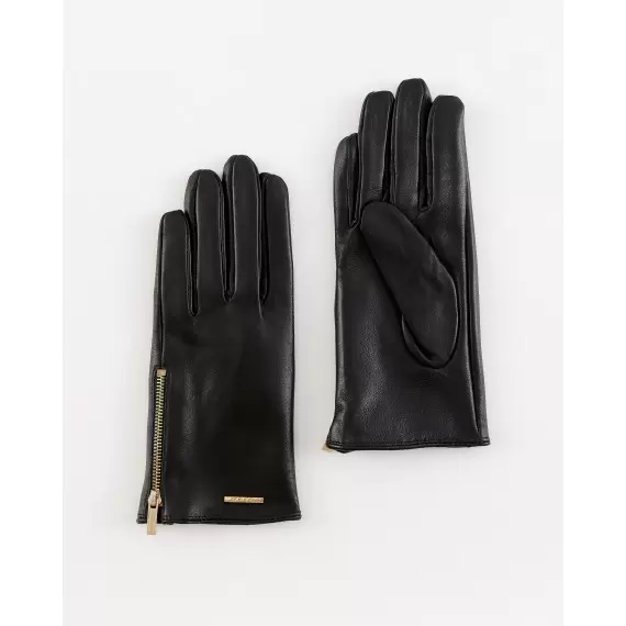 Black Gloves with Zipper Detail
