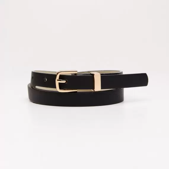 Women's eco-leather belt with metal buckle