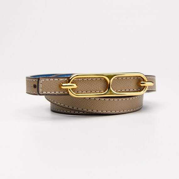 Leather belt for women's pants with a light beige metal buckle(2e0b08e0-4406-11ef-9a4e-00155d004616) photo 1