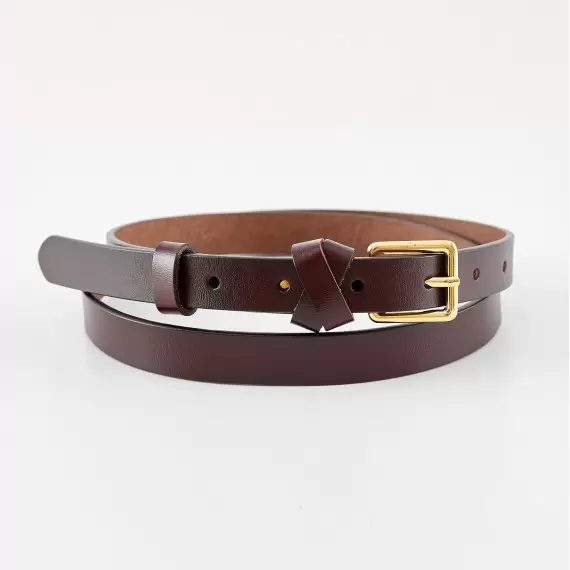 Пасок шкіряний для штанів жіночий з металевою пряжкою ш.2см темно-коричневий
