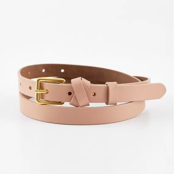 Пасок шкіряний для штанів жіночий з металевою пряжкою ш.2см світло-бежевий