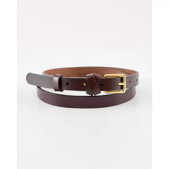 Пасок шкіряний для штанів жіночий з металевою пряжкою ш.2см темно-коричневий