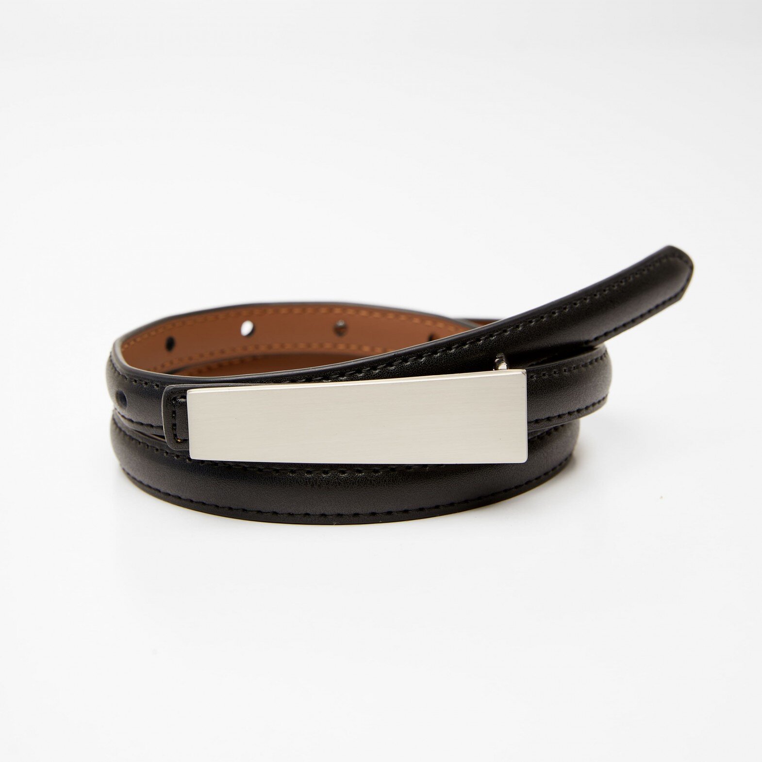 Women's leather belt for pants with metal buckle, width 1.5 cm, black(b04bc154-6bb7-11f0-8226-00155d004616) photo 1