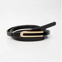 Women's leather belt for pants with metal buckle, width 1cm, black(b04bc15f-6bb7-11f0-8226-00155d004616) photo 1