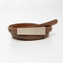 Women's leather belt for pants with metal buckle, width 1.5 cm, gray(b04bc15a-6bb7-11f0-8226-00155d004616) photo 1