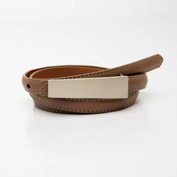 Women's leather belt for pants with metal buckle, width 1.5 cm, gray(b04bc15a-6bb7-11f0-8226-00155d004616) photo 1