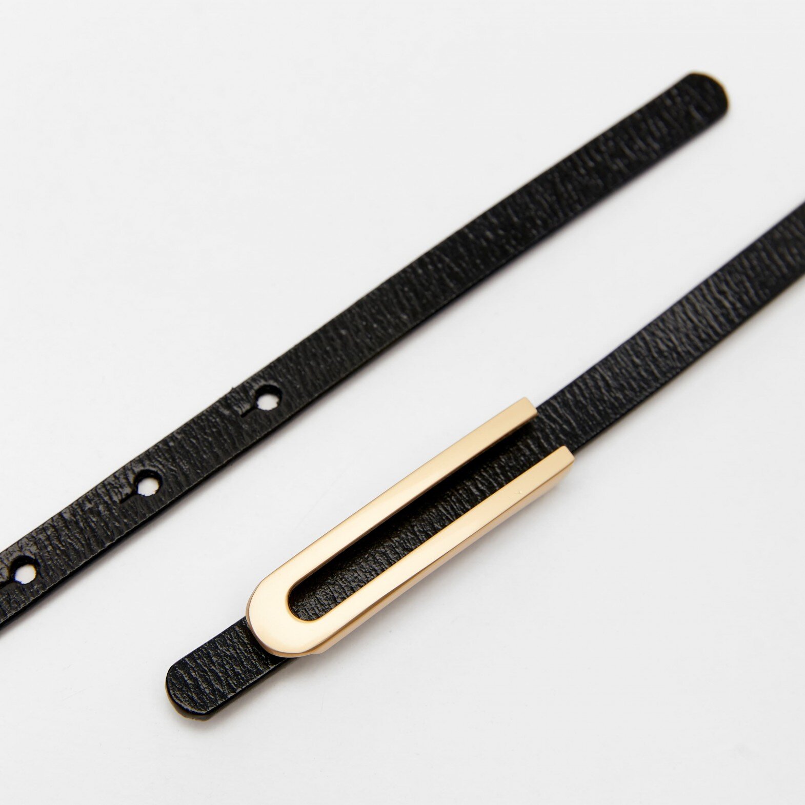 Women's leather belt for pants with metal buckle, width 1cm, black(b04bc15f-6bb7-11f0-8226-00155d004616) photo 2