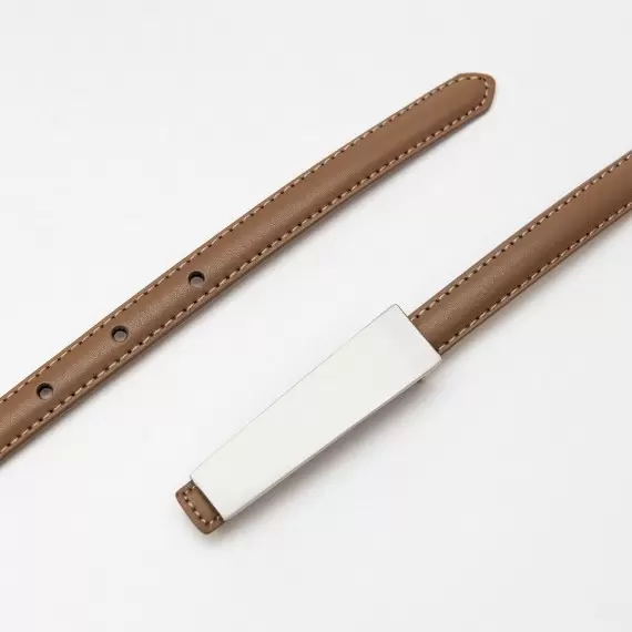 Women's leather belt for pants with metal buckle, width 1.5 cm, gray(b04bc15a-6bb7-11f0-8226-00155d004616) photo 2