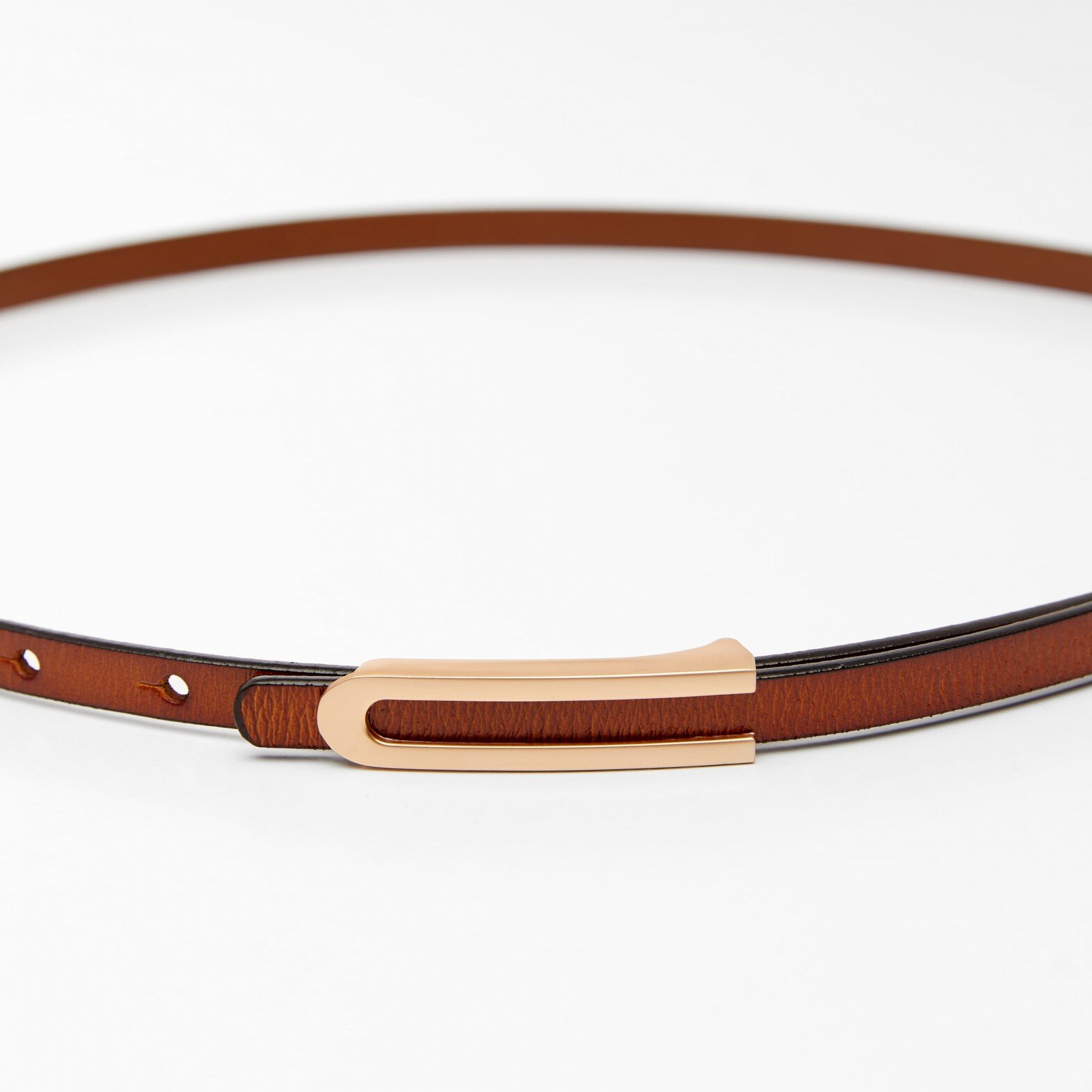 Women's leather belt for pants with metal buckle, width 1cm, brown(ea95e5b4-6c7a-11f0-8226-00155d004616) photo 3