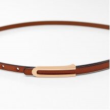 Women's leather belt for pants with metal buckle, width 1cm, brown(ea95e5b4-6c7a-11f0-8226-00155d004616) photo 3