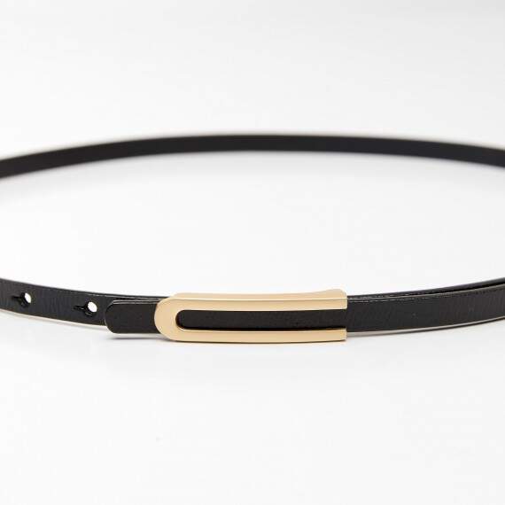 Women's leather belt for pants with metal buckle, width 1cm, black, Article: b04bc15f-6bb7-11f0-8226-00155d004616: b04bc15f-6bb7-11f0-8226-00155d004616 Women's leather belt for pants with metal buckle, width 1cm, black(b04bc15f-6bb7-11f0-8226-00155d004616) photo 3