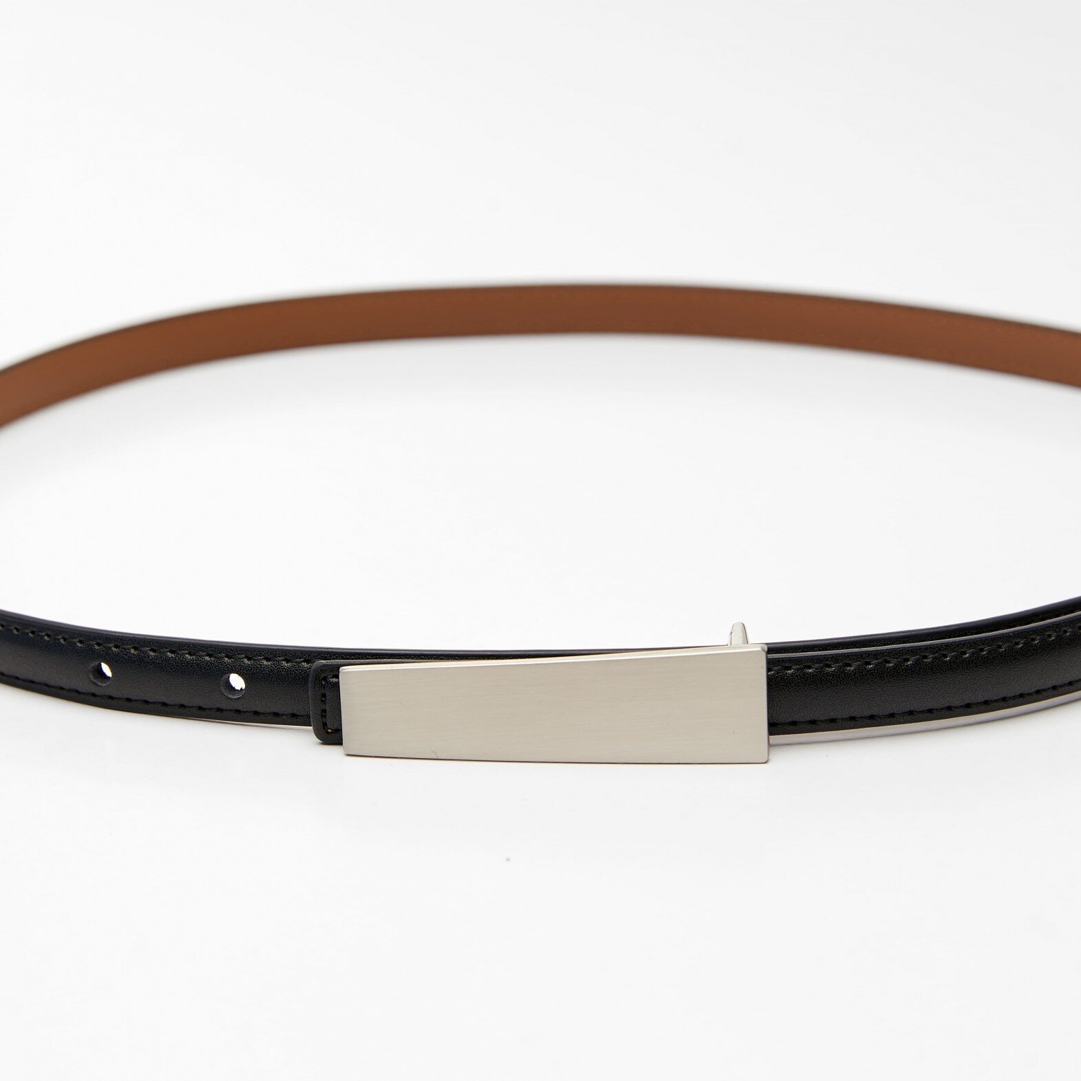 Women's leather belt for pants with metal buckle, width 1.5 cm, black(b04bc154-6bb7-11f0-8226-00155d004616) photo 3