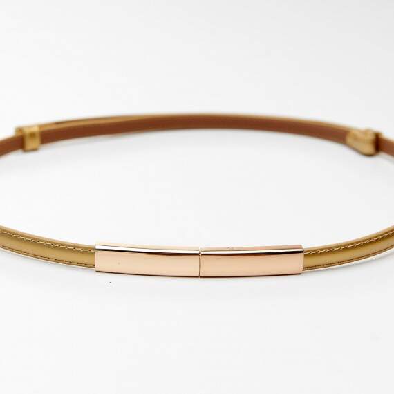 Women's leather belt for pants with metal buckle, width 1cm, golden(ea95e5b9-6c7a-11f0-8226-00155d004616) photo 3